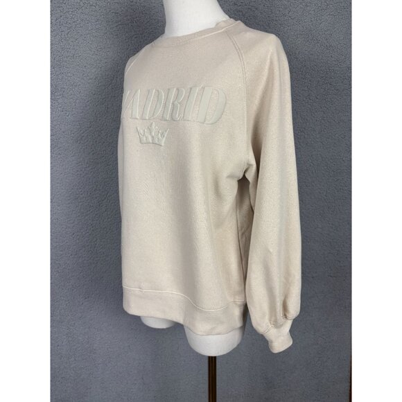 Planet Heart Oatmeal XS Madrid Graphic Fleece "Glitter" Sweatshirt  Cream NWT's - Picture 4 of 8